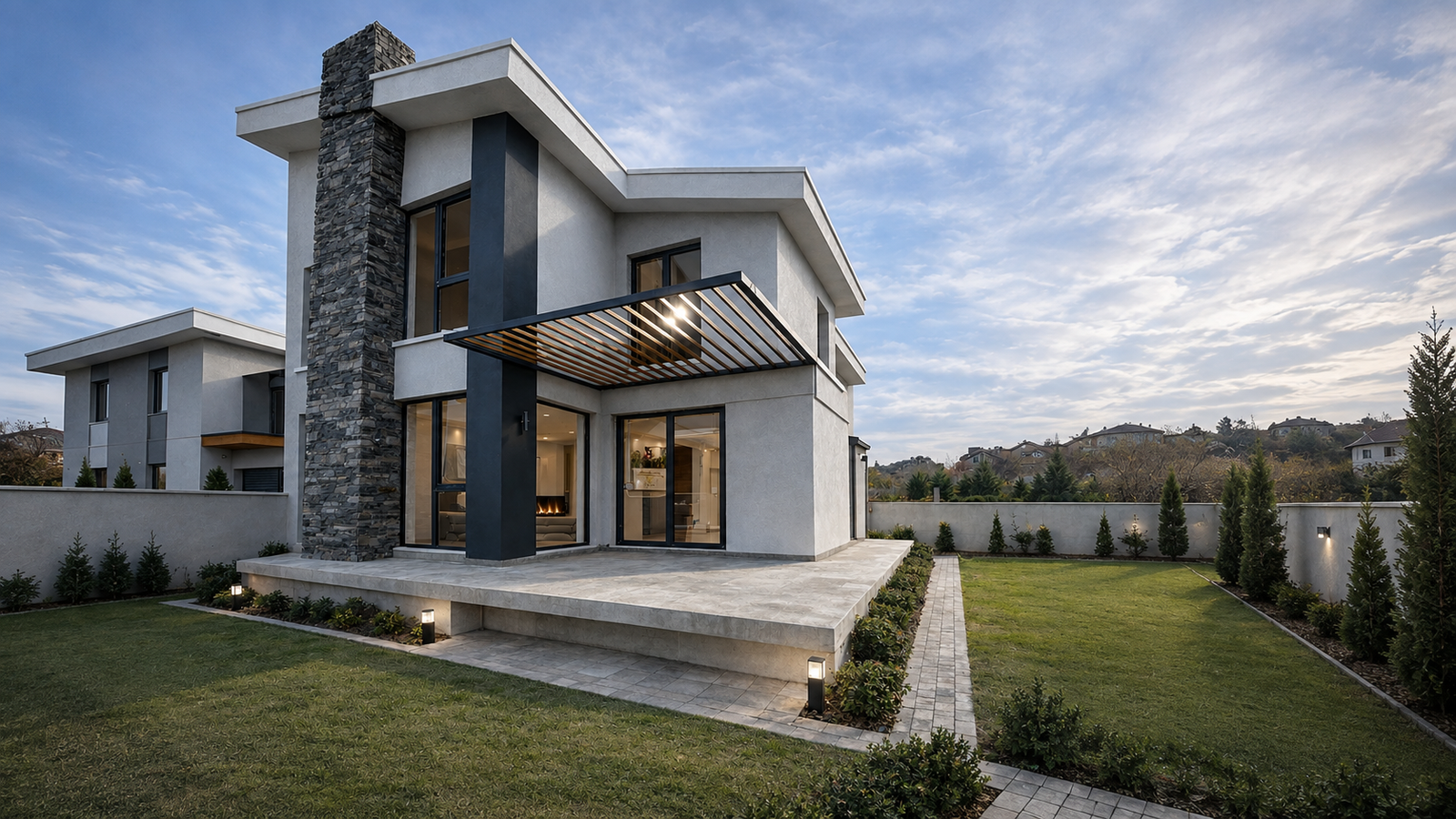 Doğa İnci Villaları 1 bahçe ve dış cephe